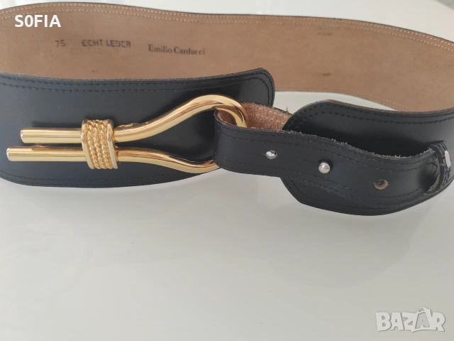  Emilio Carducci  75sm Италиански кожен колан със златна тока за талия 