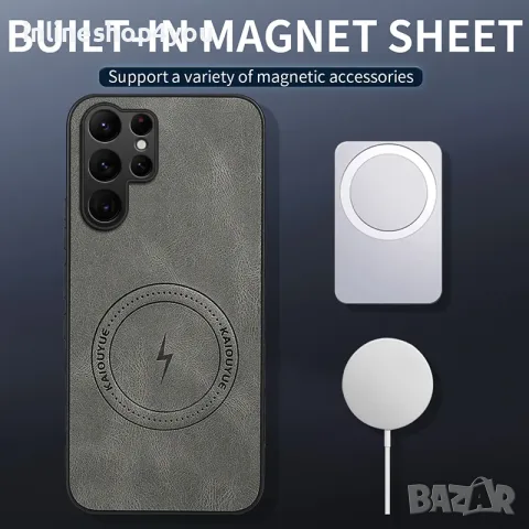 Стилен MagSafe Кейс за Samsung Galaxy S25 Ultra - Кафяв - Със защита на камерите, снимка 5 - Калъфи, кейсове - 55673882
