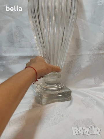 Кристална масивна висока ваза репродукция на Baccarat -Музея на стъклото., снимка 6 - Вази - 54878575