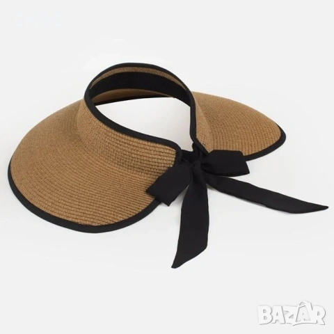 Дамска сламена visor шапка с панделка_1261254