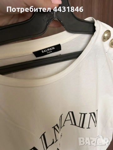бяла тениска Balmain Paris, снимка 2 - Тениски - 55579134