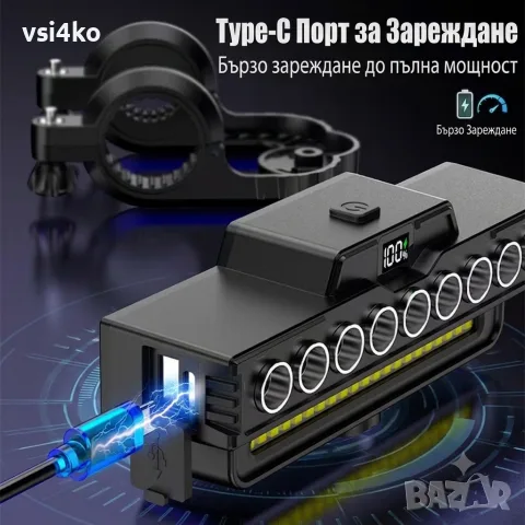 LED фар за велосипед с клаксон, снимка 7 - Аксесоари за велосипеди - 50097792