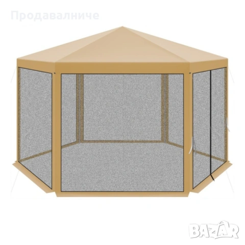 Шестоъгълна бежова градинска шатра , снимка 6 - Градински мебели, декорация  - 55107775