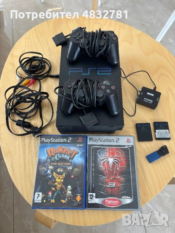PlayStation 2 Fat Пълен комплект + Игри + AV2HDMI 