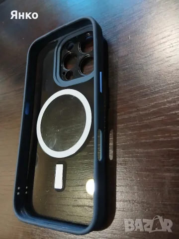полупрозрачен кейс с MagSafe магнит и цветна рамка (съвместим с iPhone 15 Pro), снимка 4 - Калъфи, кейсове - 55606319