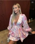Нова луксозна рокля Fashion Room розов флорал волани къдри Уникална, женствена и супер ефектна рокля, снимка 4
