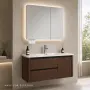 Луксозен шкаф за баня от масивно дърво 2801 (Walnut Balance) със заоблен дизайн и смарт огледало, снимка 4