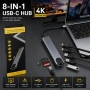 USB-C хъб 8 в 1 докинг HDMI 4K RJ45 USB SD/TF Type-C PD SP01423 8in1, USB-C докинг станция 8 в 1, снимка 3