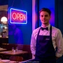 LED неонова табела „OPEN“ за търговски обекти, бар/ресторант (42 см) с верига и димер, снимка 7
