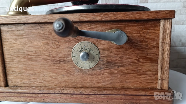 Стар грамофон с манивела - EUFON - 1909г. - Made in Hungary, снимка 8 - Антикварни и старинни предмети - 53992504