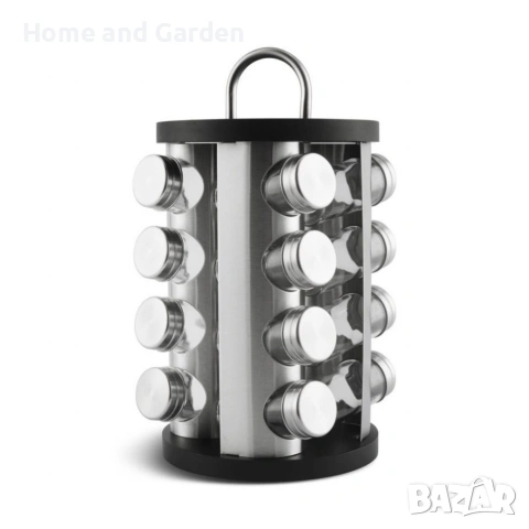 Бурканчета за подправки на стойка Edenberg EB-4027, 16 бр, Въртене на 360 гр, Черен/инокс, снимка 2 - Аксесоари за кухня - 54028265