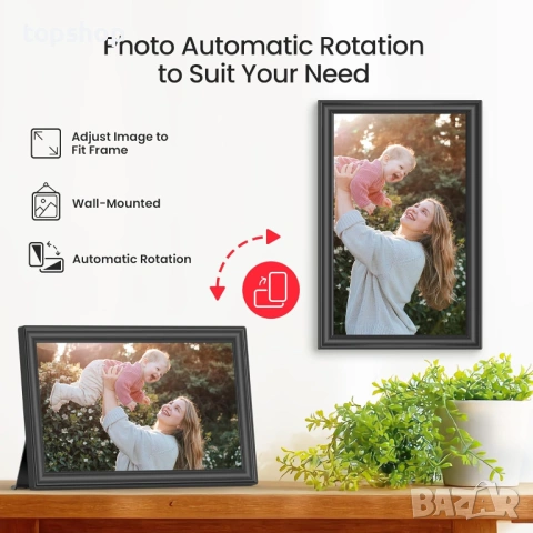 Огромна 15.6" Дигитална Wi-Fi Рамка Frameo BIGASUO – 64GB, Full HD, Смарт приложение Frameo , снимка 6 - Друга електроника - 54636583