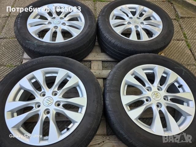 Лети джанти 16ки 5х114.3 Suzuki + летни гуми 205/60/16 Continental, снимка 3 - Гуми и джанти - 54407236