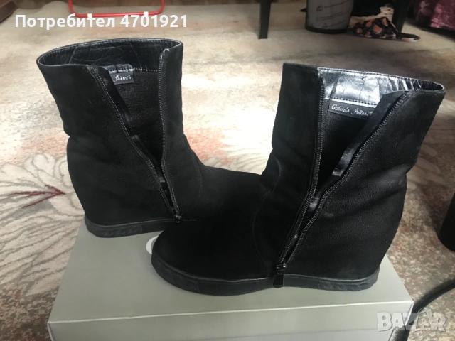 Черни велурени боти на платформа, снимка 9 - Дамски боти - 53042186