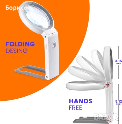 МОЩНА ЛУПА С LED СВЕТЛИНИ, снимка 2 - Други инструменти - 55164344