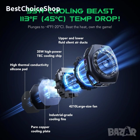 Магнитен охладител за телефон Black Shark 5 Pro с RGB светлини, снимка 11 - Селфи стикове, аксесоари - 55057407