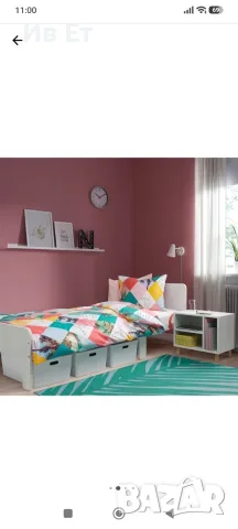 Детско разтегателно легло IKEA SLAKT с включена подматрачна рамка и матрак + подарък преграда, снимка 11 - Мебели за детската стая - 55680379