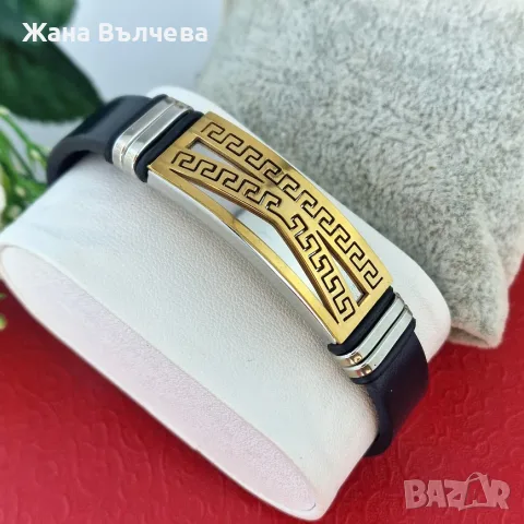 Luxury Greek Line - мъжка гривна с позлата