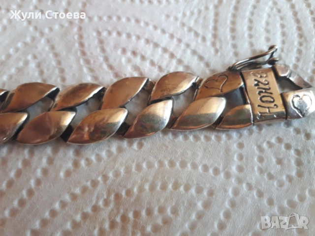 Масивна сребърна гривна, снимка 2 - Гривни - 54555080