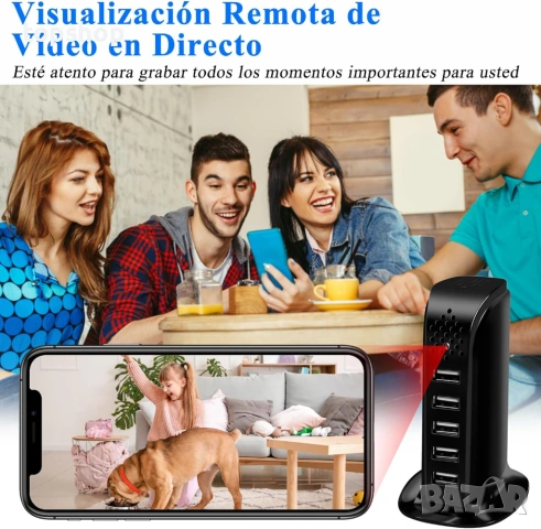 Чисто ново TuyaSmart функционално 5-порта USB зарядно със скрита WiFi камера HD 1080P  Продавам висо, снимка 5 - IP камери - 54717415