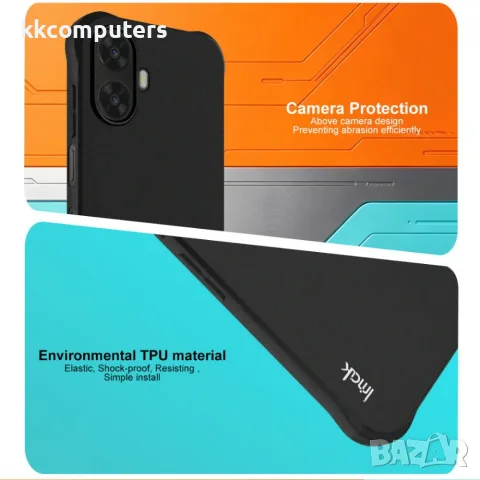 IMAK за TCL K70 NxtPaper 5G Airbag Удароустойчив TPU Калъф със Скрийн Протектор – Матов Черен, снимка 3 - Калъфи, кейсове - 55572124