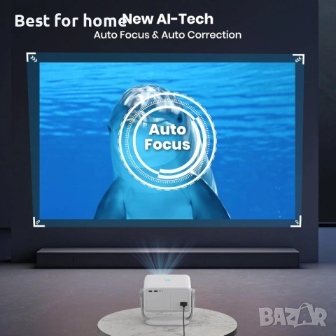 Проектор [Автоматичен фокус/360° въртяща се стойка] 4K проектор с Wifi и Bluetooth 1080P Native, снимка 5 - Друга електроника - 54161301