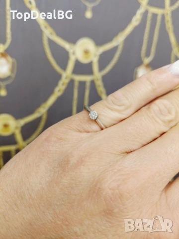 Златен пръстен с диамант, снимка 3 - Пръстени - 54030540