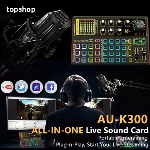 Чисто нова професионална звукова карта K300 - Аудио миксер за стрийминг и подкаст  , снимка 7 - Други - 53986816