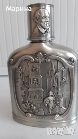 Джобна манерка и 2 чаши за ракия от калай   Antik*Vintage #149, снимка 3 - Антикварни и старинни предмети - 55391642