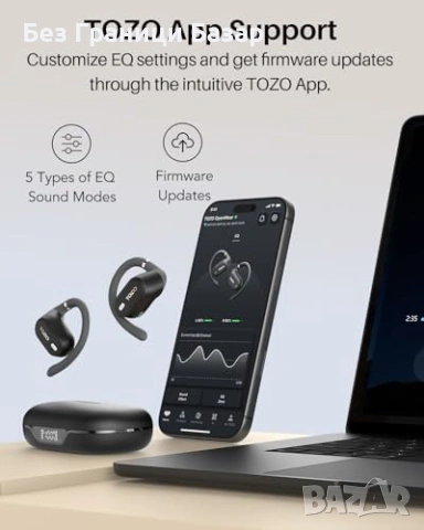 Нови Open Ear Слушалки TOZO 38 Часа Батерия ENC 60ms Дисплей кейс за музика спорт, снимка 7 - Bluetooth слушалки - 54226796