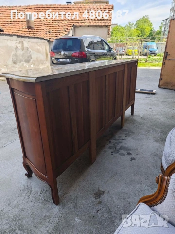 Френски контрабюфет с мраморен плот Луи ХV, снимка 4 - Бюфети - 54319613