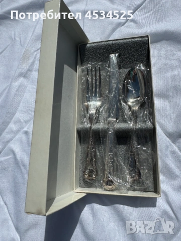 Детски комплект посребрени прибори,Sheffield, Англия – EPNS A1 – Нов, в оригинална кутия