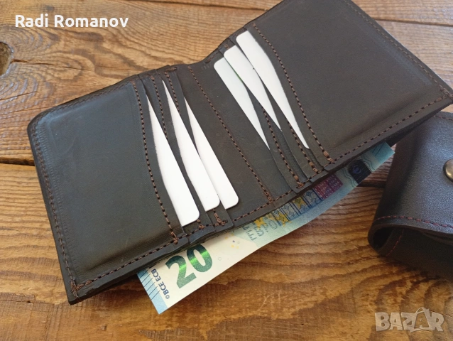 Ръчно изработен мъжки кожен портфейл , снимка 6 - Портфейли, портмонета - 54352371
