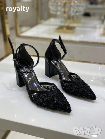 Сандали на ток - черна кожа, снимка 2 - Сандали - 54029449