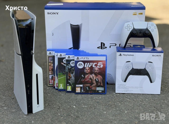 Конзола Sony PlayStation 5 Slim Disc Edition 1TB (CFI-2016) + 2 джойстика + 6 игри, снимка 2 - PlayStation конзоли - 55257006