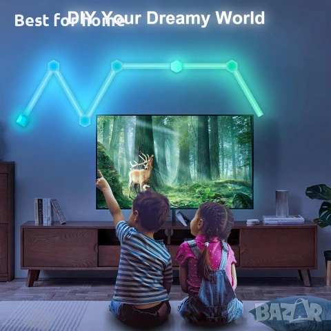 Умни LED стенни осветителни тела за гейминг, RGBIC LED светлинни ленти 3D, снимка 7 - Лед осветление - 54995000