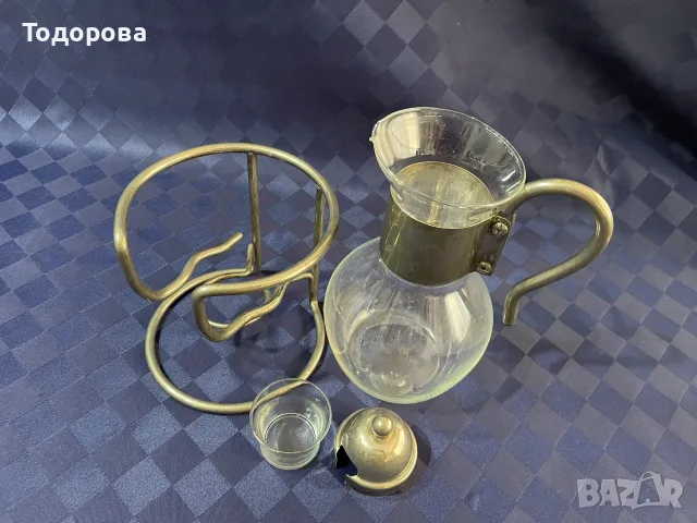 Кана с метална стойка и подгрев закафе,чай,вино, снимка 5 - Антикварни и старинни предмети - 55678910