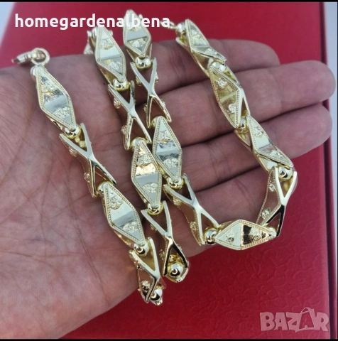 Мъжки синджир 65см Медицинска стомана 14К златно покритие XL