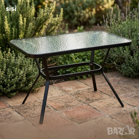 Елегантна правоъгълна маса – стъклен плот, модерен и устойчив дизайн