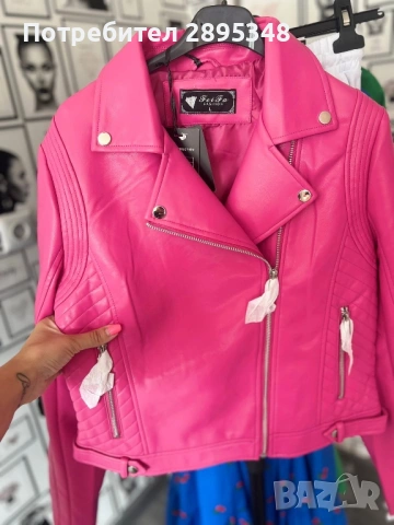 Кожено яке в нежен цвят, снимка 2 - Якета - 54010518