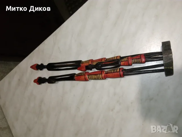 Дървени маски абанос на Масаи Кения трибал семейство 32см и друга 25х14см двуцветни като нови, снимка 6 - Декорация за дома - 55565288