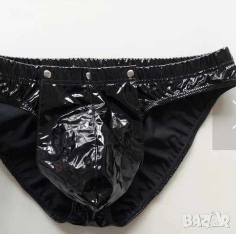  Резервирани BLACK Level XL Мъжки черен слип от лак / винил /, снимка 3 - Бельо - 55194993