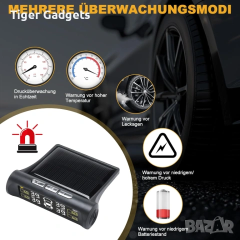 Zobmio TPMS система за следене на налягането в гумите – 4 водоустойчиви IPX7 сензора за автомобили, , снимка 2 - Аксесоари и консумативи - 54470480