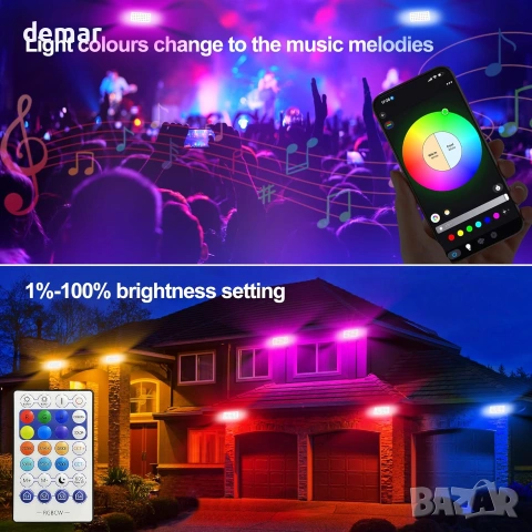 Govee смарт LED външно осветление за монтаж с RGB + CCT, дистанционно управление и таймер, снимка 4 - Външни лампи - 55219028