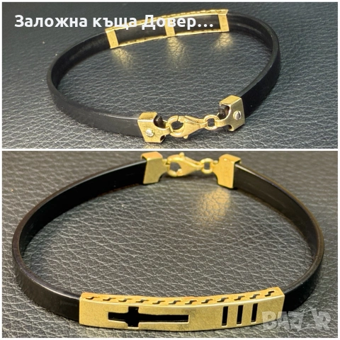Силиконова гривна със златен кръст 585 14 карата zlatna grivna krast gold, снимка 8 - Гривни - 55149234