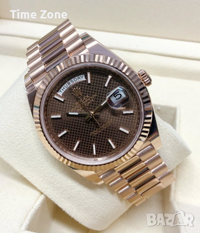 Rolex Day-Date 40mm President Rose Gold Chocolate Dial Diagonal Motif Различни Варианти, снимка 3 - Мъжки - 54047727