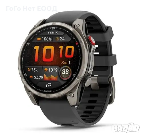 Garmin Fenix 8 PRO – 51 mm, AMOLED, Sapphire - Titanium с Graphite/black силиконова каишка