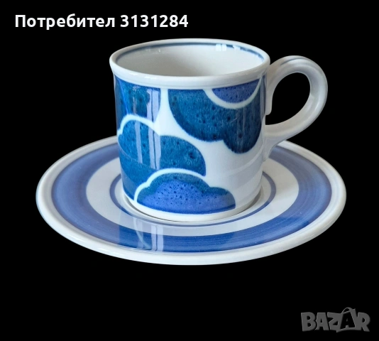 Колекционерски порцеланов сервиз за еспресо Villeroy & Boch "Blue Cloud" (1970s), снимка 2 - Сервизи - 54901885