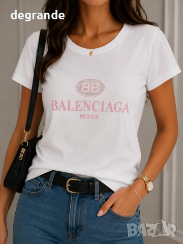 💫Balenciaga💫Дамска Тениска в Бяло и Черно, снимка 2 - Тениски - 55213401