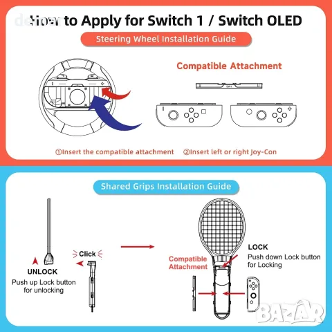 Комплект аксесоари за спортни игри, съвместим със Switch 2/Switch/OLED, 10 в 1 семеен комплект, снимка 9 - Аксесоари - 55622007